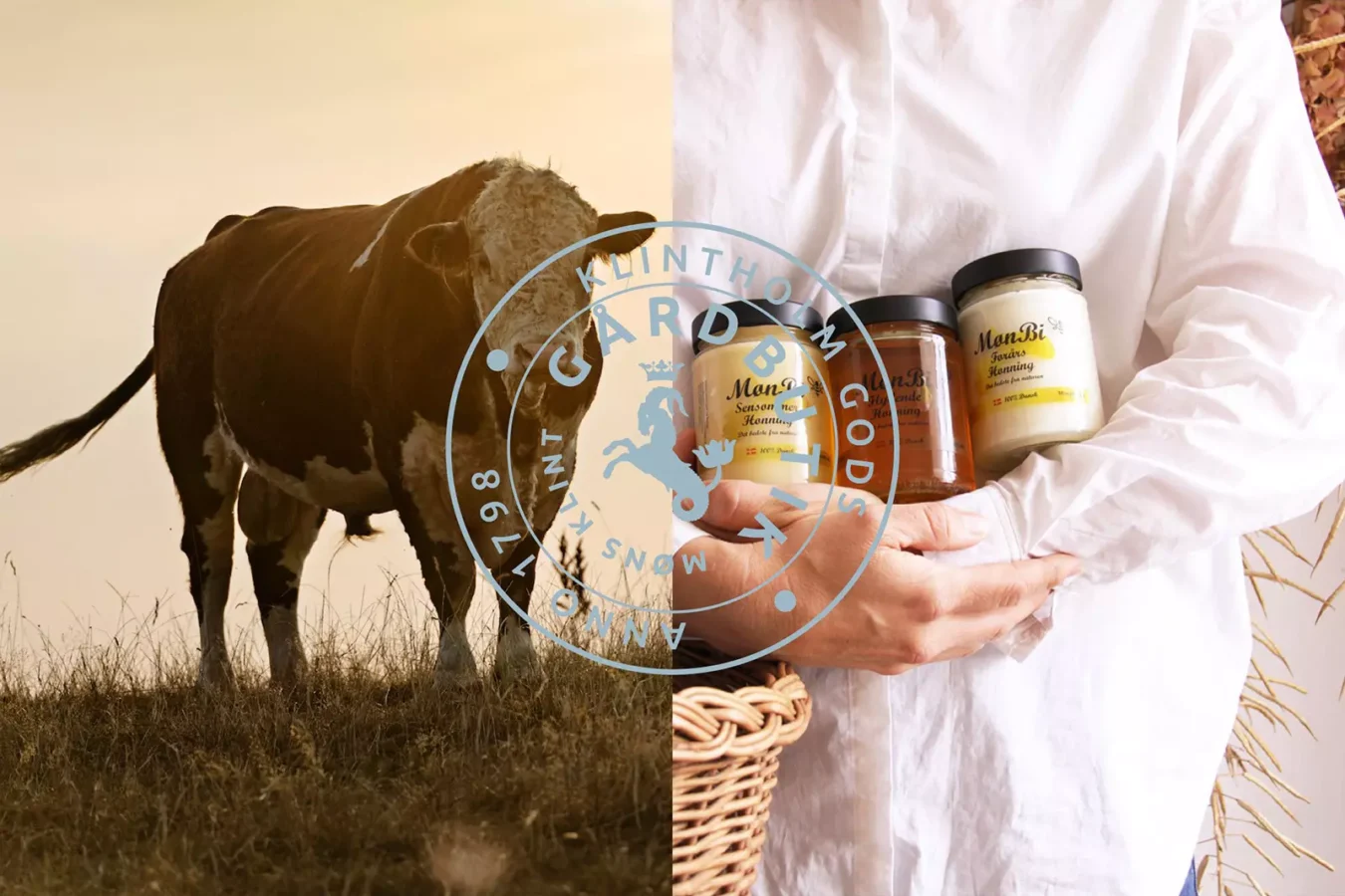 Klintholm Manor Farm Shop. Von Bio-Kaffee und Keramik bis hin zu unserem eigenen Fleisch, das von unseren eigenen Hereford-Rindern stammt.